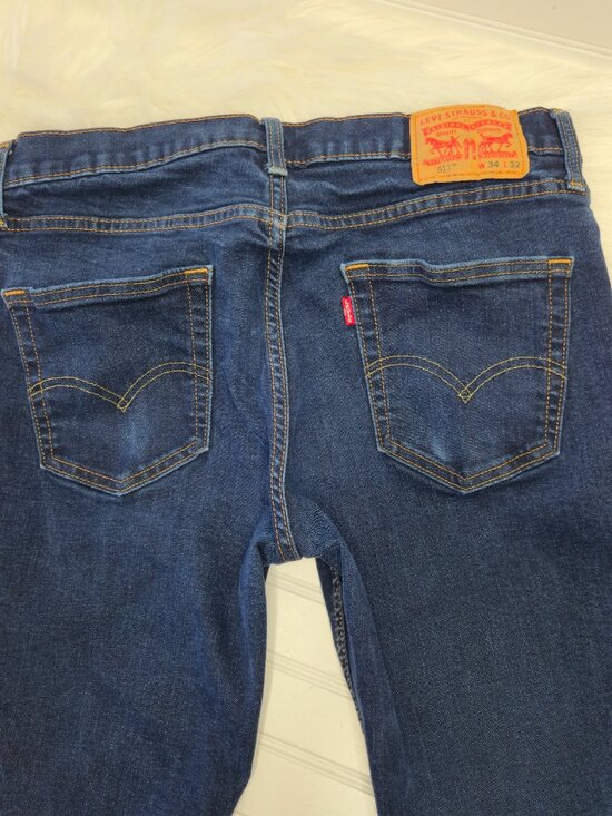 Levi's Men's Flex 511 Modern Slim Fit Stretch Pants Denim Jeans Dark Blue 34x32 - Picture 3 of 12